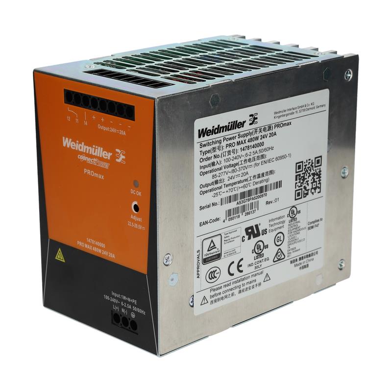 Bộ nguồn Weidmuller pro max 480w 24v 20a